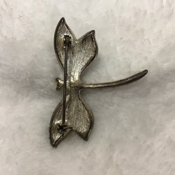 Dragonfly Green Enamel Brooch Rhinestones - Picture 3 of 4